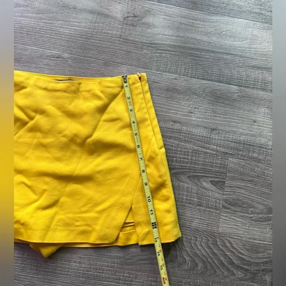 Zara Bright Yellow Skort Micro Mini Skirt with Built-in Shorts